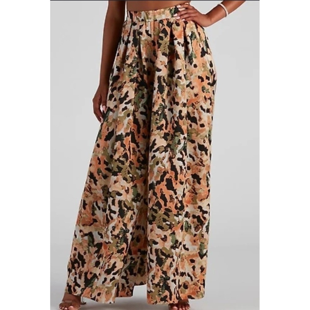 Akira Wide Leg Palazzo Pants Womens XL Multicolor Excellent Pleated High Rise